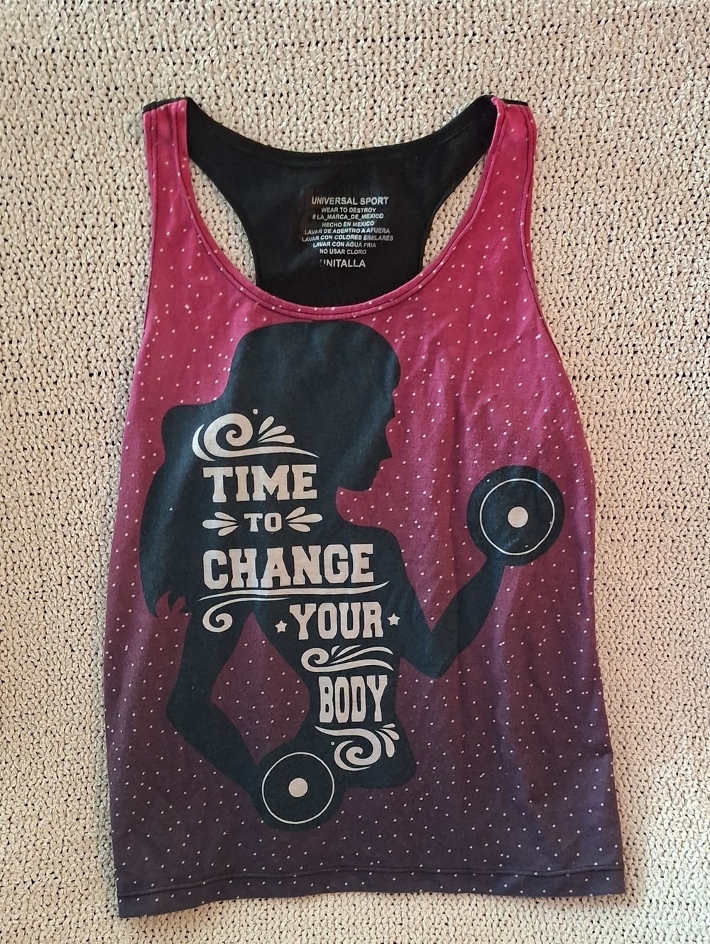 Universal Sport Pink Ombre Fitness Tank - "Time to Change Your Body"